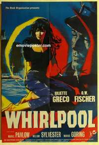a077 WHIRLPOOL English one-sheet movie poster '59 sexy Juliette Greco!
