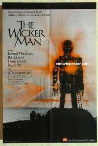 a079 WICKER MAN English one-sheet movie poster '74 Christopher Lee, Ekland
