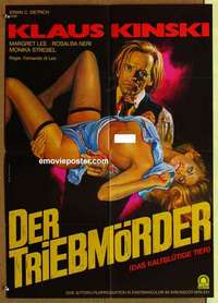 a521 COLD-BLOODED BEast German movie poster '71 Klaus Kinski, sexy!