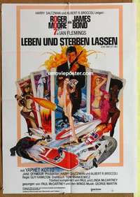 a609 LIVE & LET DIE German movie poster '73 Roger Moore as James Bond!