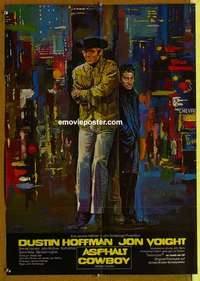 a625 MIDNIGHT COWBOY German movie poster R80s Dustin Hoffman, Jon Voight