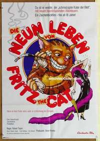 a639 NINE LIVES OF FRITZ THE CAT German movie poster '74 R. Crumb
