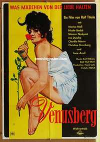 a703 VENUSBERG German movie poster '63 sexy girl-with-rose image!