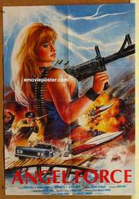a168 ANGEL FORCE Hong Kong export movie poster '80s sexy action image!