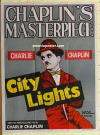 a269 CITY LIGHTS Indian movie poster R70s Charlie Chaplin boxing!