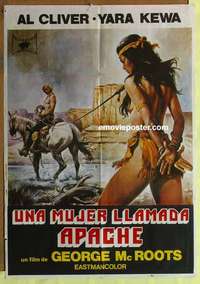 a184 APACHE WOMAN Italian/Spanish movie poster '76 female slave!