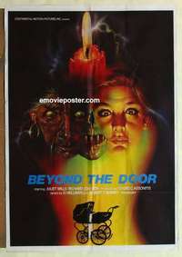 a181 BEYOND THE DOOR Italian/English movie poster '74 cool horror art!