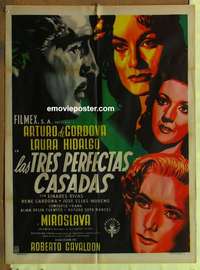 a318 LAS TRES PERFECTAS CASADAS Mexican movie poster '52