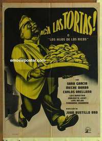 a295 ACA LAS TORTAS Mexican movie poster '51 Sara Garcia