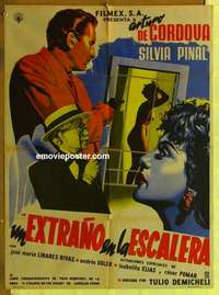 a326 UN EXTRANO EN LA ESCALERA Mexican movie poster '55 Cordova