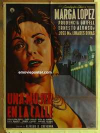 a327 UNA MUJER EN LA CALLE Mexican movie poster '55 Marga Lopez