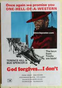 a148 GOD FORGIVES I DON'T South African movie poster '69 AIP, Hill