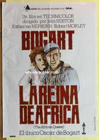 a203 AFRICAN QUEEN Spanish movie poster R80 Bogart, Kate Hepburn