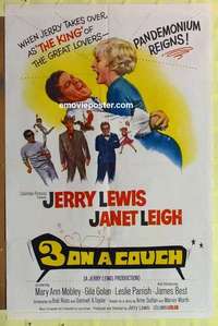 b015 3 ON A COUCH one-sheet movie poster '66 Jerry Lewis, Janet Leigh