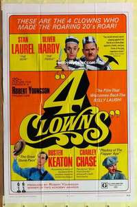 b018 4 CLOWNS one-sheet movie poster '70 Laurel & Hardy, Buster Keaton