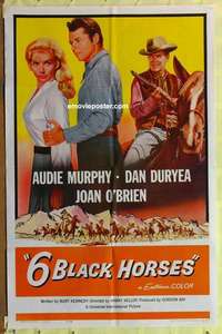 b024 6 BLACK HORSES one-sheet movie poster '62 Audie Murphy, Dan Duryea