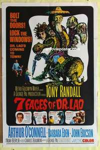 b026 7 FACES OF DR LAO one-sheet movie poster '64 Tony Randall, cool image!