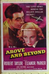 b035 ABOVE & BEYOND one-sheet movie poster '52 Robert Taylor, Parker