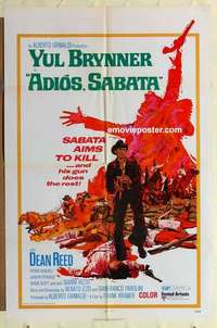 b040 ADIOS SABATA one-sheet movie poster '71 Yul Brynner aims to kill!