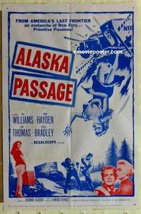 b057 ALASKA PASSAGE one-sheet movie poster '59 Bill Williams, Yukon!
