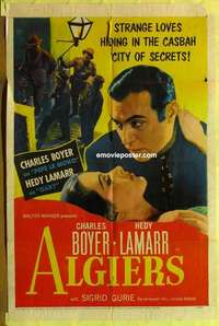 b060 ALGIERS one-sheet movie poster R53 Charles Boyer, Hedy Lamarr