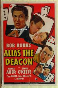 b062 ALIAS THE DEACON one-sheet movie poster '40 cool playing card design!