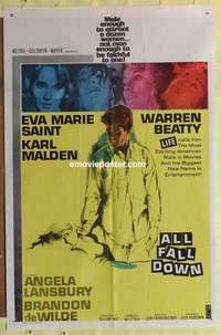 b071 ALL FALL DOWN one-sheet movie poster '62 Waaren Beatty, Eva Marie Saint