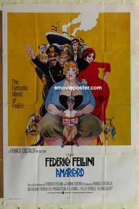 b080 AMARCORD int'l one-sheet movie poster '74 Fellini classic comedy!