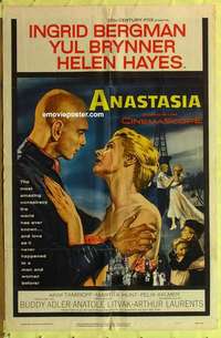b089 ANASTASIA one-sheet movie poster '56 Ingrid Bergman, Yul Brynner