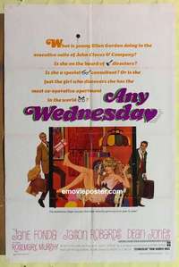 b103 ANY WEDNESDAY one-sheet movie poster '66 Jane Fonda, Jason Robards