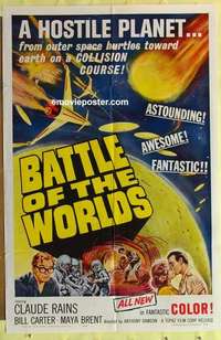 b171 BATTLE OF THE WORLDS one-sheet movie poster '61 Claude Rains