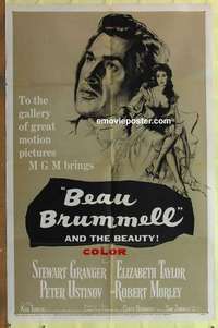 b179 BEAU BRUMMELL one-sheet movie poster '54 Liz Taylor, Granger