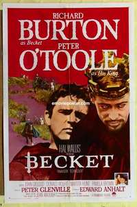 b185 BECKET style A one-sheet movie poster '64 Richard Burton, Peter O'Toole