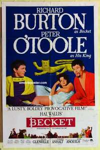 b186 BECKET style B one-sheet movie poster '64 Richard Burton, Peter O'Toole