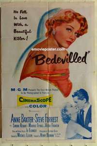 b187 BEDEVILLED one-sheet movie poster '55 Anne Baxter, Steve Forrest