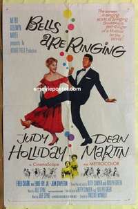 b193 BELLS ARE RINGING one-sheet movie poster '60 Judy Holliday, Martin
