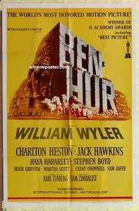 b197 BEN HUR one-sheet movie poster R69 Charlton Heston, Boyd