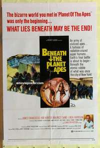 b198 BENEATH THE PLANET OF THE APES one-sheet movie poster '70 sci-fi!