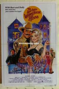 b201 BEST LITTLE WHOREHOUSE IN TEXAS one-sheet movie poster '82 Burt & Dolly