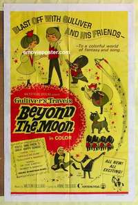 b822 GULLIVER'S TRAVELS BEYOND THE MOON one-sheet movie poster '66 anime!