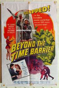 b207 BEYOND THE TIME BARRIER one-sheet movie poster '59 Edgar Ulmer