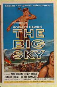 b223 BIG SKY one-sheet movie poster '52 Kirk Douglas, Howard Hawks