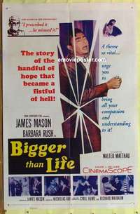 b228 BIGGER THAN LIFE one-sheet movie poster '56 Nicholas Ray, drugs!