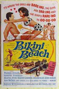 b230 BIKINI BEACH one-sheet movie poster '64 Frankie Avalon, Funicello