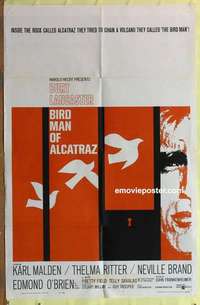 b234 BIRDMAN OF ALCATRAZ one-sheet movie poster '62 Burt Lancaster