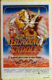 b243 BLAZING SADDLES one-sheet movie poster '74 classic Mel Brooks!