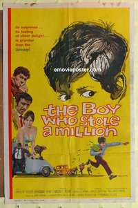 b279 BOY WHO STOLE A MILLION one-sheet movie poster '60 Maurice Reyna