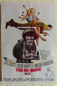 b326 CALL ME BWANA one-sheet movie poster '63 Bob Hope, Anita Ekberg