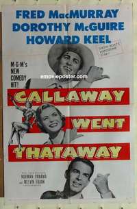 b328 CALLAWAY WENT THATAWAY one-sheet movie poster '51 Fred MacMurray