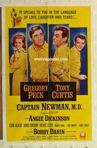 b338 CAPTAIN NEWMAN MD one-sheet movie poster '64 Greg Peck, Tony Curtis